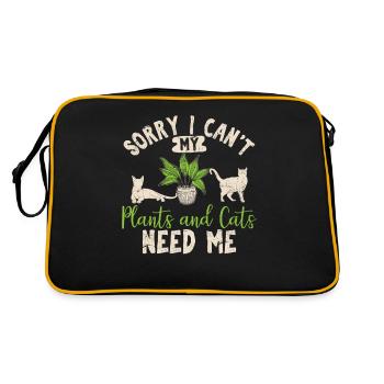 Désolé je ne peux pas mes plantes et les chats ont besoin de moi drôle pla - Sac Retro - noir/or - Dos