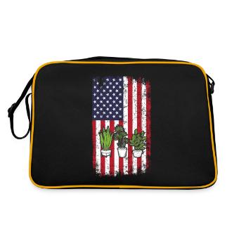 Plantes mignonnes Drapeau américain Drôle d’amoureux des plantes Succul - Sac Retro - noir/or - Dos