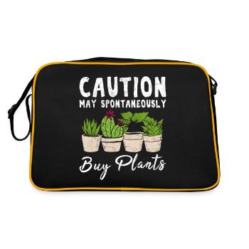 Caution May Spontaneously Buy Plants Cute Funny Pl - Retro Tasche - Schwarz/Gold - Hinten