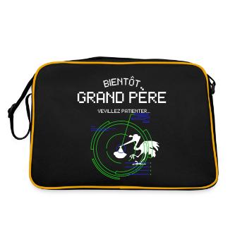Bientôt Grand Père Pour Futur Papy Naissance Bébé - Retro Bag - black/gold - Back
