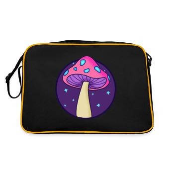 Magic Mushroom LSD Space Shroom Drug - Retro Tasche - Schwarz/Gold - Hinten