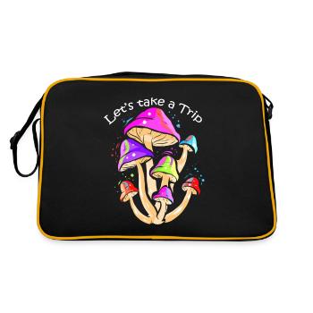 Space Shroom - Magic Mushroom - Retro Tasche - Schwarz/Gold - Hinten