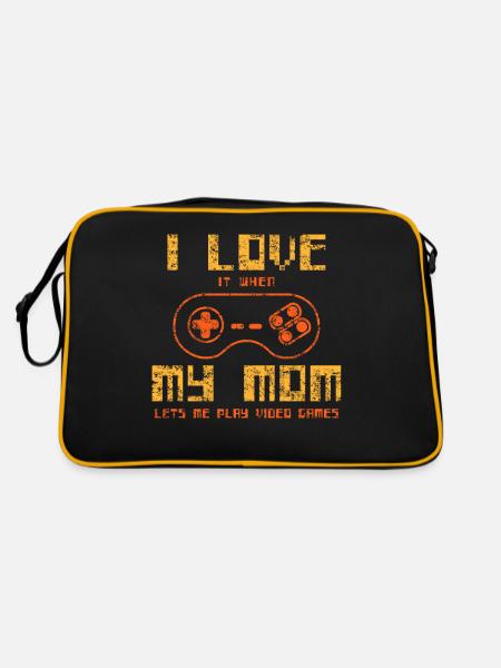 I Love It When My Mom Lets Me Play Video Games - Retro Tasche - Schwarz/Gold - Hinten