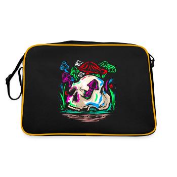 Psychedelic Magic Mushroom - Space Shroom - Retro Tasche - Schwarz/Gold - Hinten