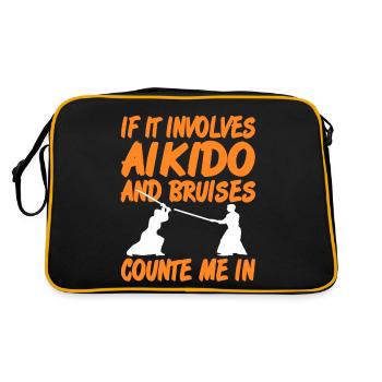 If It Involves Aikido And Bruises Count Me In - Retro Bag - black/gold - Back