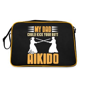 Mon père pourrait te botter les fesses en Aïkido drôle - Sac Retro - noir/or - Dos