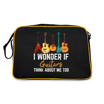 Je me demande si les guitares pensent à moi trop drôle Guita - Sac Retro - noir/or - Dos