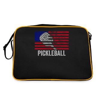 Distressed USA Flag Pickleball Player Paddleball - Retro Bag - black/gold - Back