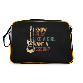 Je sais que je joue comme une fille drôle guitare fille guitare - Sac Retro - noir/or - Dos