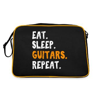 Mangez des guitares de sommeil Drôle de guitariste Amoureux de la guitare - Sac Retro - noir/or - Dos
