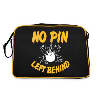 No Pin Left Behind Cool Funny Bowling Designs - Retro Tasche - Schwarz/Gold - Hinten