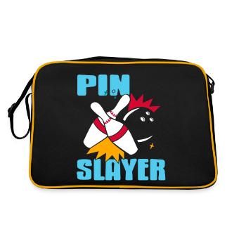 Pin Slayer Awesome Retro Bowling Design T-Shirt - Retro Tasche - Schwarz/Gold - Hinten