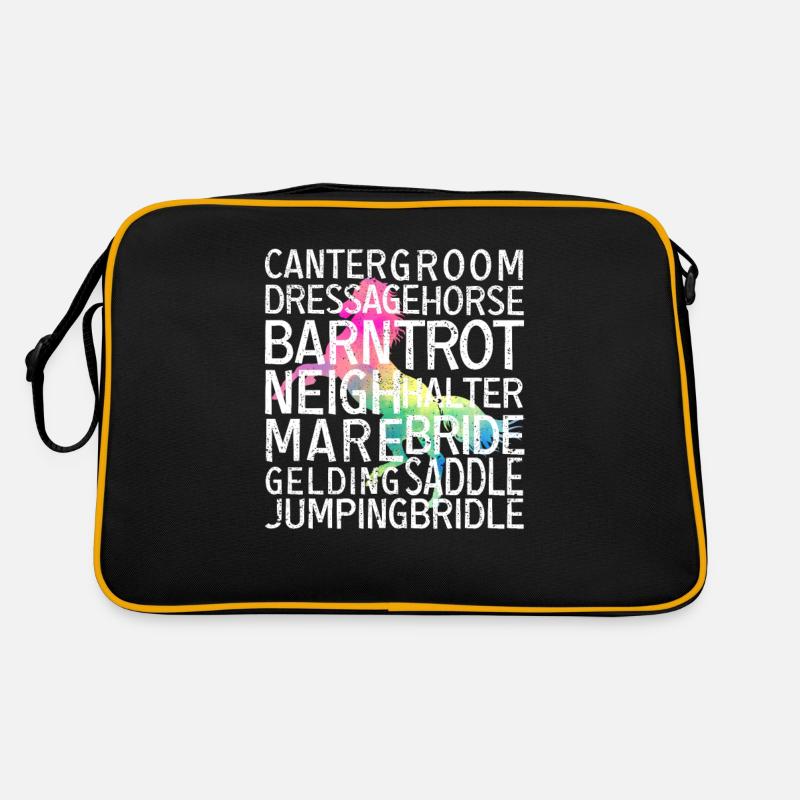 Pferd Typografie Wort Kunst Pferde Reiten Reiten Retro Tasche