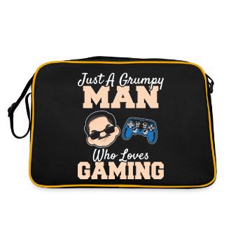 Funny Grumpy Man Who Loves Gaming Gamer Dad Video - Retro Tasche - Schwarz/Gold - Hinten