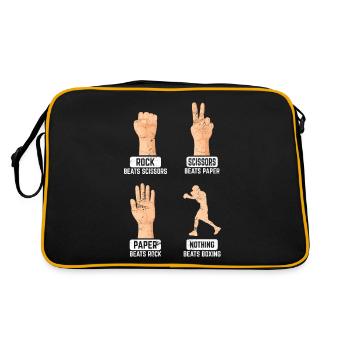 Rock Paper Scissors Nothing Beats Boxing Funny Box - Retro Tasche - Schwarz/Gold - Hinten