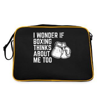 I Wonder If Boxing Thinks About Me Too Funny Boxin - Retro Tasche - Schwarz/Gold - Hinten