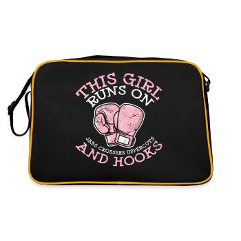 Woman Boxer Funny Boxing Lover This Girl Runs On J - Retro Bag - black/gold - Back