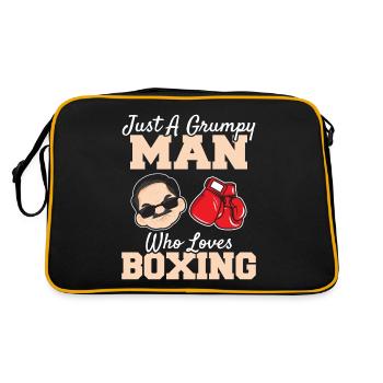 Just Grumpy Man Who Loves Boxing Funny Boxing Coac - Retro Tasche - Schwarz/Gold - Hinten