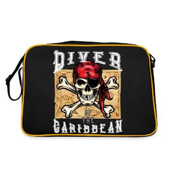 Tauchen Pirat Diver of the caribbean Karibik Karte - Retro Tasche - Schwarz/Gold - Hinten