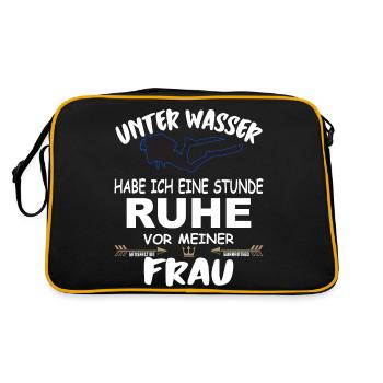Tauchen Taucher Ruhe vor der Frau unter Wasser - Retro Tasche - Schwarz/Gold - Hinten