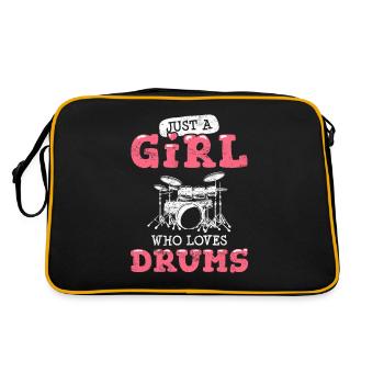 Just A Girl Who Loves Drums Percussion Band Funny - Retro Bag - black/gold - Back