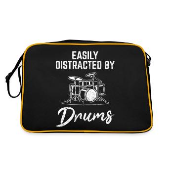 Easily Distracted By Drums Funny Drummer Percussio - Retro Bag - black/gold - Back