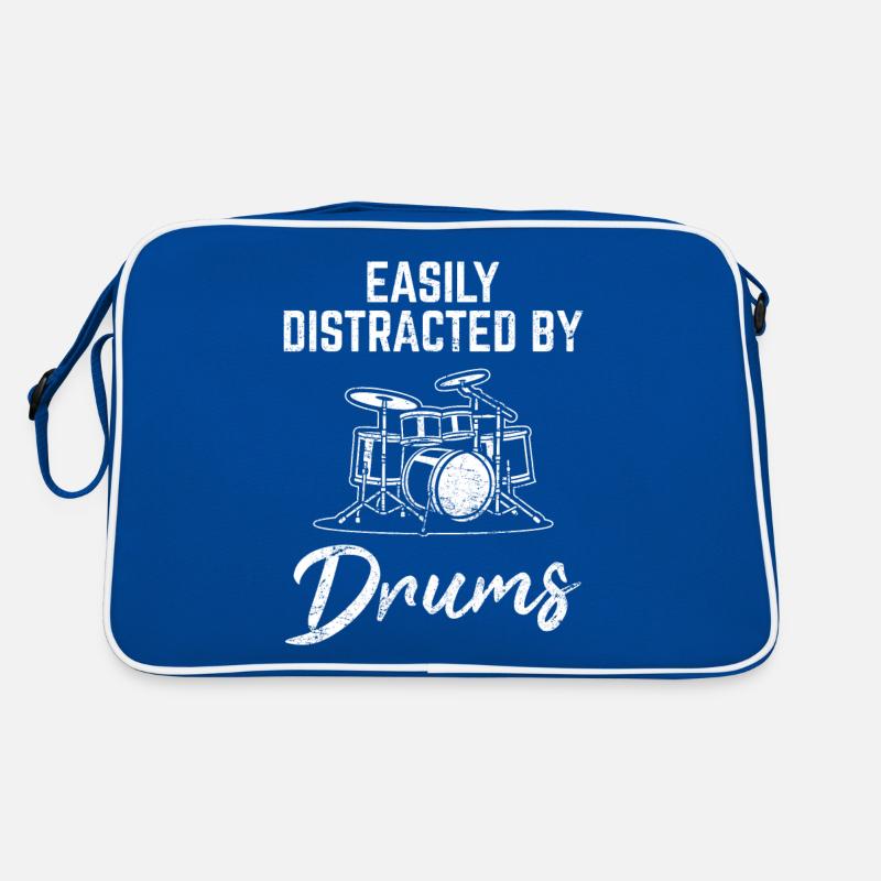 Easily Distracted By Drums Funny Drummer Percussio Retro Tasche