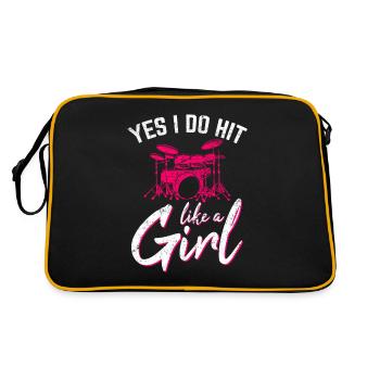 Yes I Do Hit Like A Girl Funny Drummer Percussion - Retro Bag - black/gold - Back