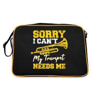 I Can't My Trumpet Needs Me Funny Trumpet Player J - Retro Bag - black/gold - Back