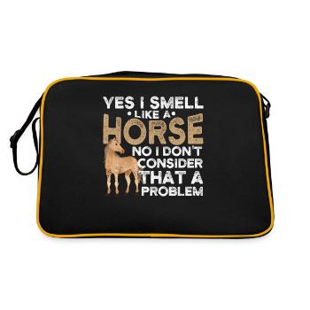 Ja, ich rieche wie ein Pferd Nein, das ist für - Retro Tasche - Schwarz/Gold - Hinten
