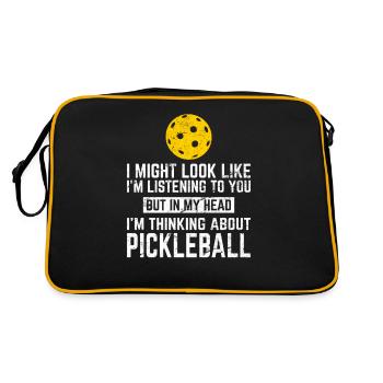 In My Head I'm Thinking About Pickleball Funny Pic - Retro Bag - black/gold - Back