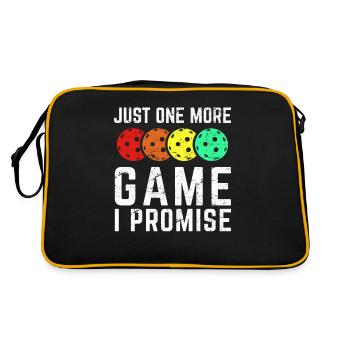 Just One More Game Funny Pickleball Player Sports - Retro Tasche - Schwarz/Gold - Hinten