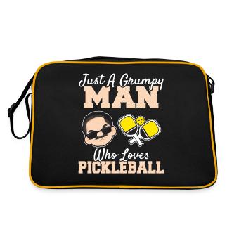 A Grumpy Man Who Loves Pickleball Funny Pickleball - Retro Tasche - Schwarz/Gold - Hinten