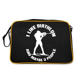 Biathlon Skifahrer Geschenk Biathlet Wintersport - Retro Tasche - Schwarz/Gold - Hinten