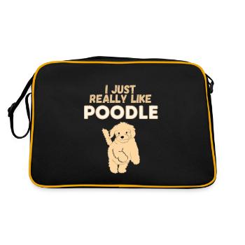 I Just Really Like Poodles Dog Gift - Retro Tasche - Schwarz/Gold - Hinten