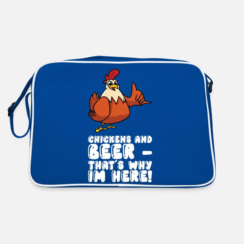 Chickens And Beer Thats Why Im Here Retro Tasche
