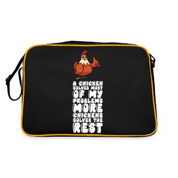 A Chicken Solves Most Of My Problems More Chickens - Retro Bag - black/gold - Back