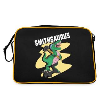 Blacksmith Dinosaur Blacksmithing saurus rex - Retro Bag - black/gold - Back