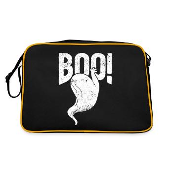 Boo Cute Ghost Saying Ghosts Spooky Halloween - Retro Tasche - Schwarz/Gold - Hinten