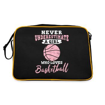 Never Underestimate A Girl Who Loves Basketball Pl - Retro Tasche - Schwarz/Gold - Hinten