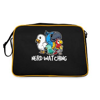 Nerd Watching Funny Birdwatching Funny Bird Watchi - Sac Retro - noir/or - Dos