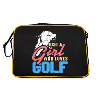 Just A Girl Who Loves Golf Vintage Golfer Tee - Retro Tasche - Schwarz/Gold - Hinten
