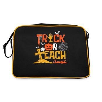 Niedlich Halloween Lehrer Schule Klassenzimmer - Retro Tasche - Schwarz/Gold - Hinten