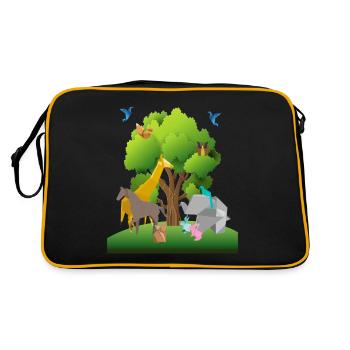 Origami Zoo Tiere Papier Faltkunst - Retro Tasche - Schwarz/Gold - Hinten