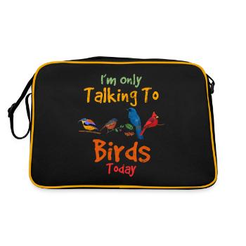 Je ne parle qu’aux oiseaux aujourd’hui Drôles d’amateurs d’oiseaux - Sac Retro - noir/or - Dos