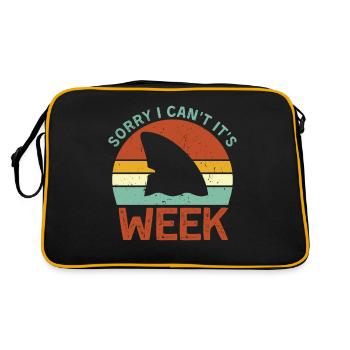 Vintage Sorry I Can t It s Week Funny Shark Gift - Retro Bag - black/gold - Back