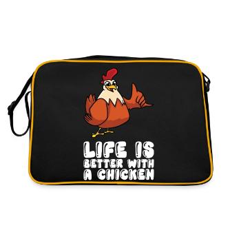 Life is better with a chicken - Retro Bag - black/gold - Back