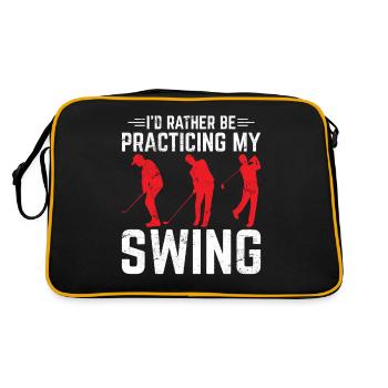 I'd Rather Be Practicing My Swing Golf Funny Golfi - Retro Tasche - Schwarz/Gold - Hinten