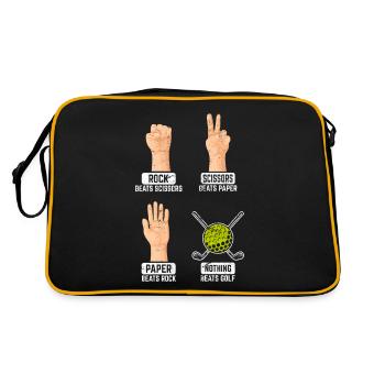 Rock Paper Scissors Nothing Beats Golf Funny Golfi - Retro Tasche - Schwarz/Gold - Hinten