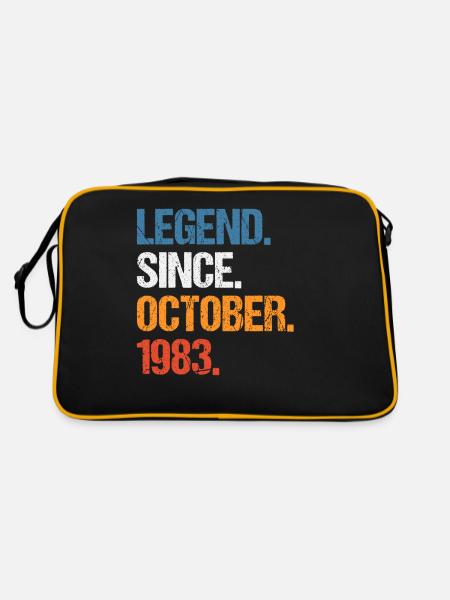Legend Since Oktober 1983 Geburtstag - Retro Tasche - Schwarz/Gold - Hinten